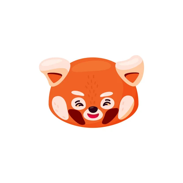 Red panda head as emoji. Cheerful expression. Vector illustration of smiley animal — Stock Vector