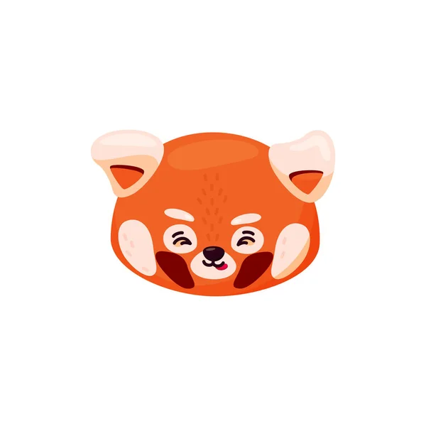 Cabeça de panda vermelha como emoji. Expressão facial marota. Ilustração vetorial de animais sorridentes —  Vetores de Stock