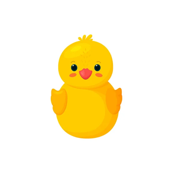 Pato de borracha isolado em fundo branco. Vista frontal do brinquedo de pato de plástico amarelo. Ilustração vetorial — Vetor de Stock
