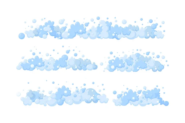Espuma hecha de jabón o suds. Divisores horizontales de suds y burbujas. Ilustración vectorial — Vector de stock