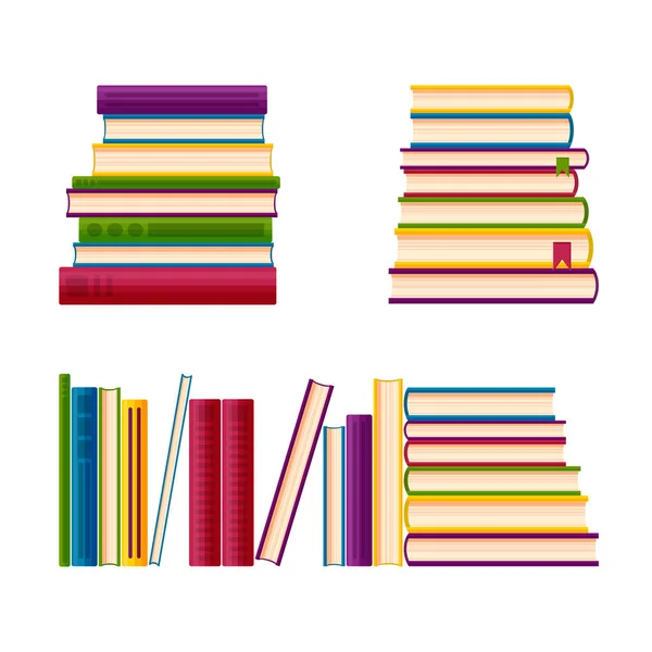 Βιβλία για μια στοίβα. Βιβλία βιβλιοθήκης σε στυλ κινουμένων σχεδίων. Εικονογράφηση διανύσματος — Διανυσματικό Αρχείο