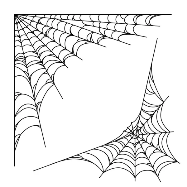 Spider web hoeken voor Halloween ontwerpen. Spiderweb hoeken geïsoleerd in witte achtergrond. Vectorillustratie — Stockvector