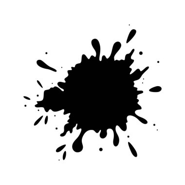 Muddy splatter texture. Black liquid drop shape isolated in white background. Vector illustration