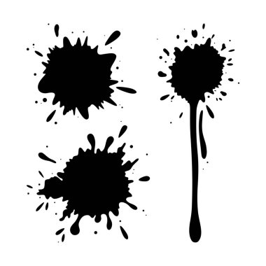 Ink drop splashing stains. Grungy stains isolated in white background. Vector illustration