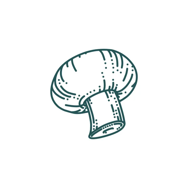 Гриб Шампиньон в стиле каракулей. Лес или фермерские грибы. Векторная иллюстрация — стоковый вектор