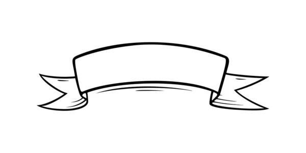 Rótulo de fita de esboço. Fita ornamental em estilo doodle para banners. Ilustração vetorial isolada em fundo branco — Vetor de Stock