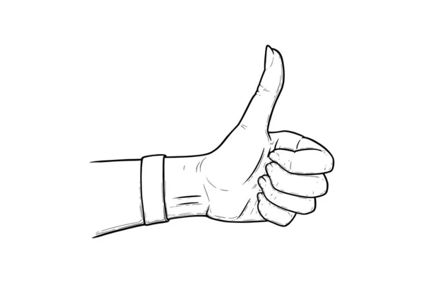 Signo de pulgar arriba. Bien gesto de la mano aislado en fondo blanco. Ilustración vectorial — Archivo Imágenes Vectoriales