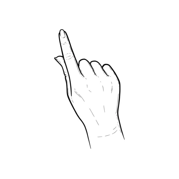 El dedo índice señala algo. Pulsa, desliza o desliza gestos con los dedos para dispositivos con pantallas táctiles. Ilustración vectorial aislada en fondo blanco — Archivo Imágenes Vectoriales