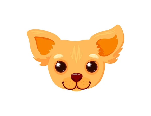 Chihuahua glimlachend gezicht. Hoofd van een pup geïsoleerd in witte achtergrond. Vectorillustratie — Stockvector