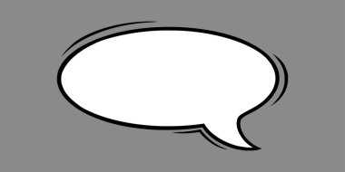 Çizgi roman tarzında konuşma balonu. Oval konuşma balonu gri arkaplanda izole edildi. Vektör illüstrasyonu