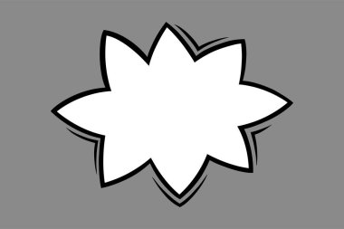 Komik bir yıldız konuşma balonu. Yorumlar için konuşma baloncuğu ve gri arka planda izole edilmiş bağırışlar. Vektör illüstrasyonu