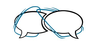 Mavi çizgileri olan yuvarlak konuşma balonu. Beyaz arkaplanda izole edilmiş konuşma kutusu veya çerçeve. Vektör illüstrasyonu