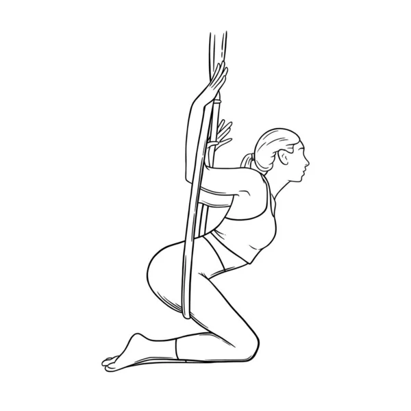 Circus gymnast in lyra. Aerial woman acrobat in the ring. Vector illustration — Vector de stock