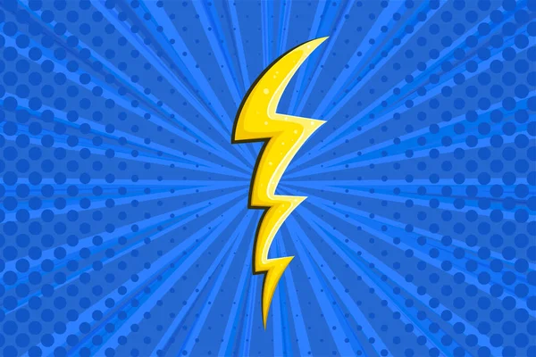 Superhero halftoned background with lightning. Blue comic design with yellow flash. Vector illustration — Stock Vector