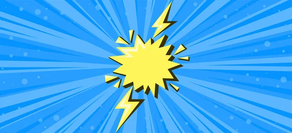Supereroe sfondo semitono con un fulmine. Concorso di design a fumetti con flash giallo. Illustrazione vettoriale — Vettoriale Stock