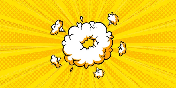 Überraschende Boom-Wolke im Hintergrund für Verkäufe und Promotions. Banner-Vorlage für Überraschungen und explodierende Ereignisse. Vektorillustration — Stockvektor