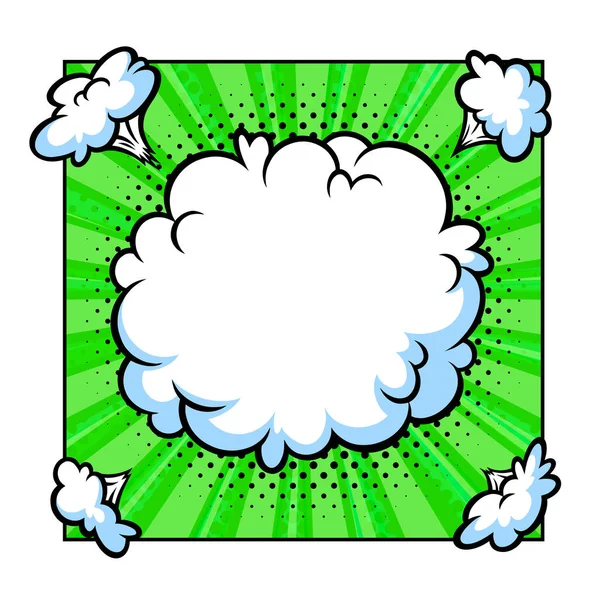Удивительное облако бума в полутоновом фоне для продаж и продвижения по службе. Шаблон зеленого баннера для сюрпризов и взрывных событий. Векторная иллюстрация — стоковый вектор