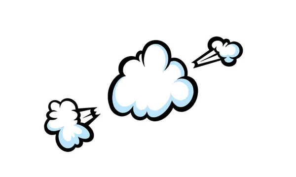 Komischer Boom-Rauchereffekt. Pustekuchen und geplatzte Wolken für überraschende und explosive Ereignisse. Vektorillusion — Stockvektor