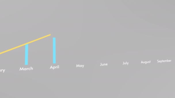 Animasi ke atas dari bar bulan grafik statistik data meningkat presentasi bisnis — Stok Video