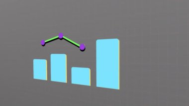 İş analitik grafik grafiği, yukarı doğru çubuğun 3d animasyonu, finans istatistikleri diyagramı
