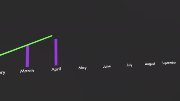 Animation of rising bar month graph chart with up arrow, Stock Market value — Stock Video