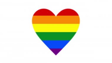 Kalp şeklinde, LGBT bayrak animasyonu. LGBT gurur 2021 yılı konsepti. Aşk aşktır..