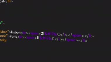 Program kodu animasyonu. Renkli tegler, HTML veya Java program dili