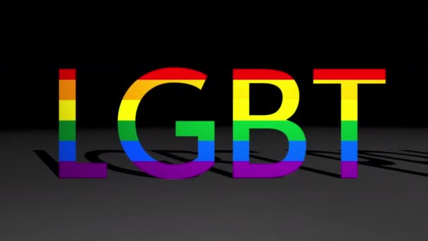LGBTQ plus regenboog teken animationon zwarte achtergrond — Stockvideo