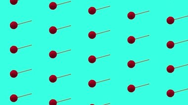 Lolipop emici şekerler, renkli arka planda rotasyon animasyonu. Pop sanat tarzı