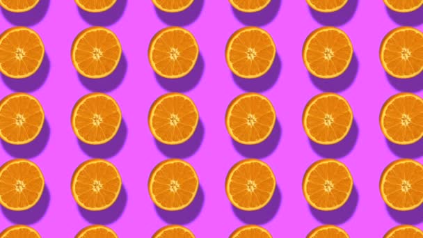 Pop art pattern animation background. Orange rotating. Fresh fruit background — Stock Video