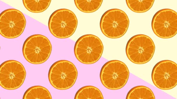 Orange rotate on color background. Abstract animation. Fruit, pop art style — Stock Video