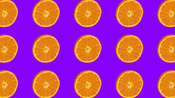 Fondo del patrón, naranja girar animación abstracta. Frutas frescas. — Vídeos de Stock