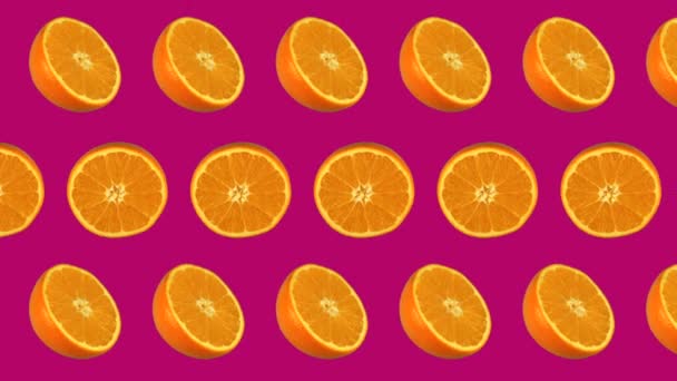 Pattern with fresh fruit, oranges, animation background, pop art style animation — Stock Video