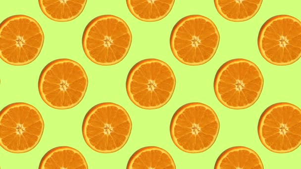 Patrón con fruta, animación de naranjas en el fondo, animación mínima — Vídeo de stock