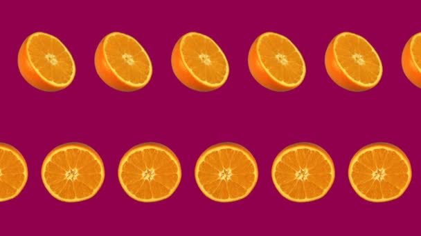 Orange looped animation on color background, pop art style — Stock Video