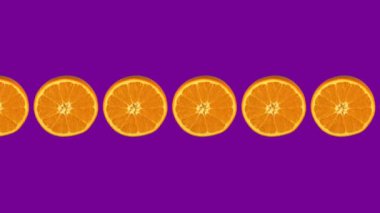 Portakallar döner, mor arkaplanda döngülü desen