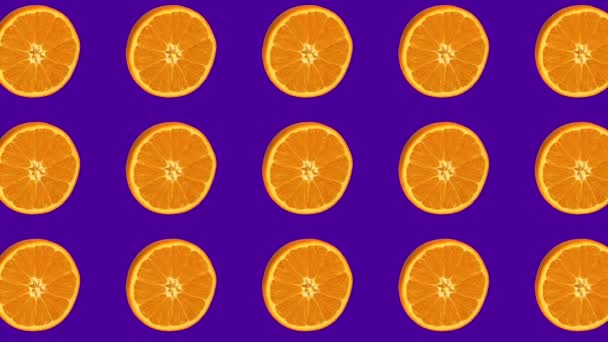 Modèle de fruits orange, fond d'animation minimal, style pop art — Video