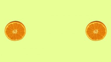 Portakallı animasyon arka planı. Meyve döndürme, renk çerçevesi. En küçük canlandırma