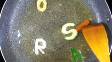 Karışık alfabesinde geçerli olan harfleri stir-frying, word kızartma