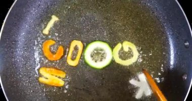 Karışık alfabesinde geçerli olan harfleri stir-frying, yemek kelime