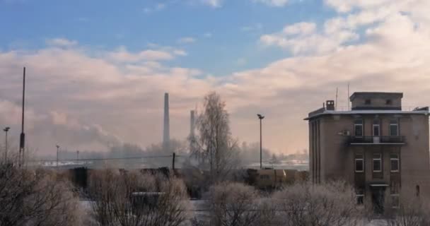 Estación de tren de Daugavpils en invierno - DSLR time lapse 4k — Vídeo de stock