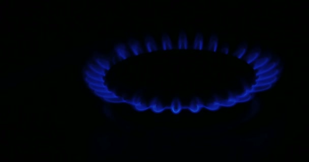 Gas bränna från en kök gas spis 4k — Stockvideo