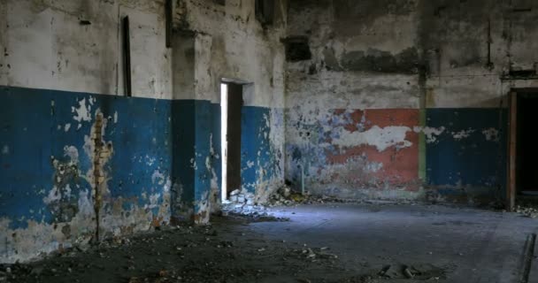 Die Ruinen einer alten, verlassenen Fabrik — Stockvideo