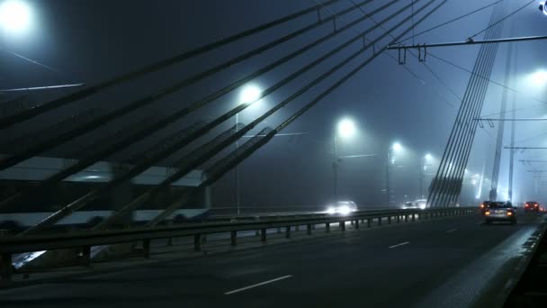 Puente de piedra Vansu sobre el río Daugava en Riga, Letonia — Vídeos de Stock