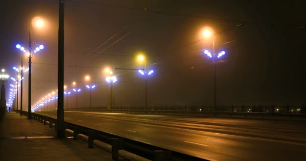 Steen Vansu brug over de rivier Daugava in Riga, Letland — Stockvideo