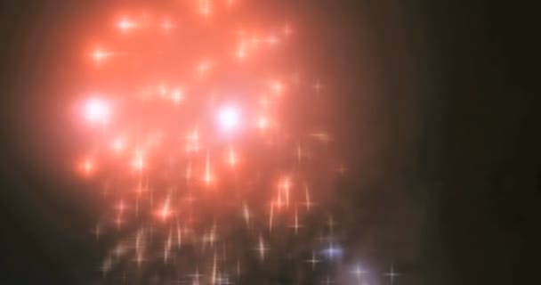 Fogos de artifício em grande cidade europeia Riga, Dia da independência, Ano Novo — Vídeo de Stock