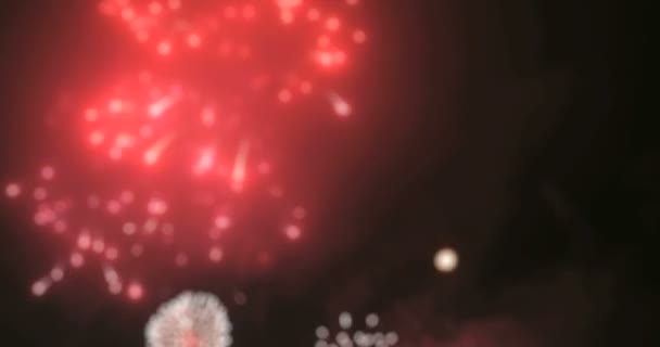 Luzes de fadas borradas de fundo fogos de artifício . — Vídeo de Stock