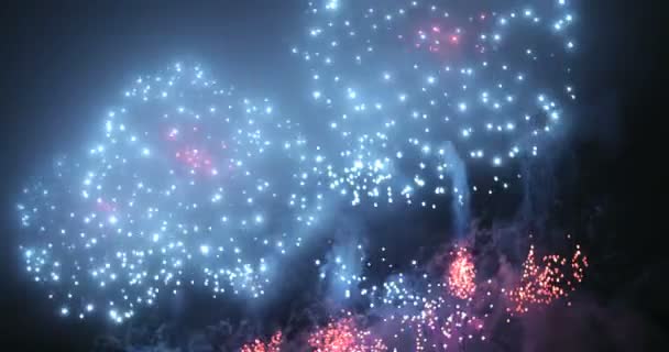 Феєрверк у великого європейського міста Рига, День незалежності, новий рік — стокове відео