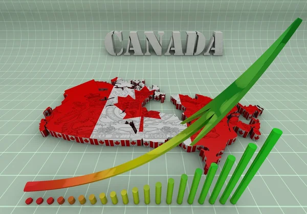 깃발 색깔을 가진 캐나다의 지도 — 스톡 사진