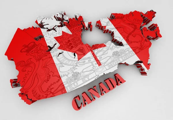 フラグの色とカナダの地図 — ストック写真